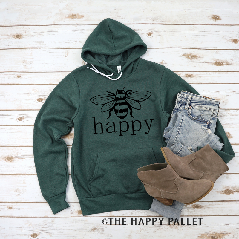 Bee Happy Hoodie, Mama Shirt, Shirt Shop, Bee Shirt, Gardening