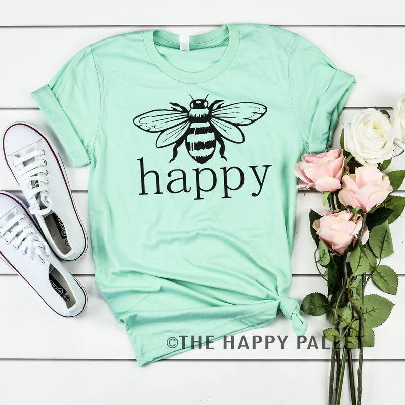 Bee Happy Crew Neck, Bee Shirt, Uplifting Shirt, Positive Vibes