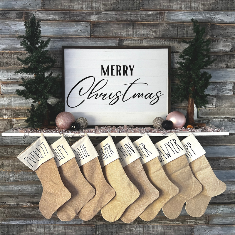 Personalized Burlap Christmas Stocking