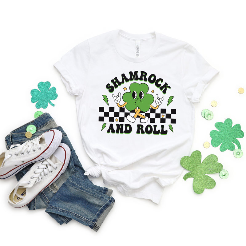 Shamrock and Roll Retro St Patricks Day Shirt