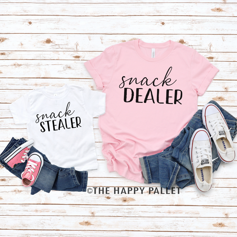 Snack Dealer Mommy and Me Shirt Set, Mama Shirt, Snack Stealer, Snack Dealer